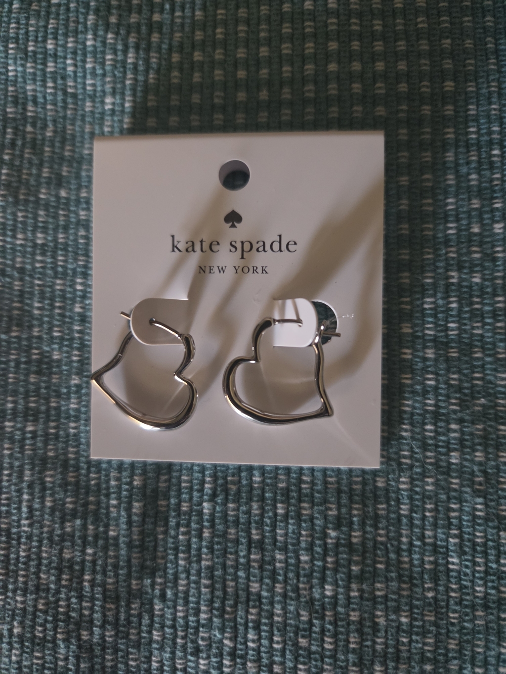 kate spade open heart hoop earrings in polished silver